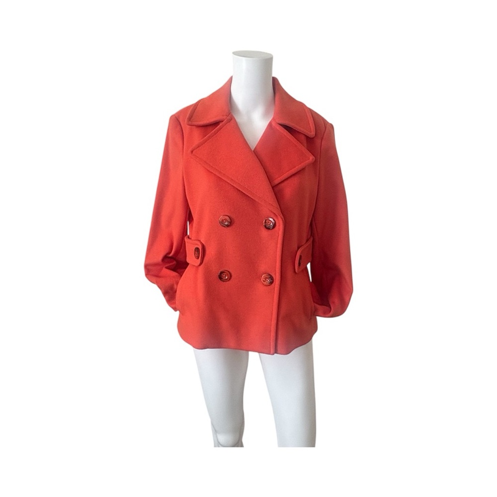 Women’s Orange Double Breasted Pea Coat Size 6